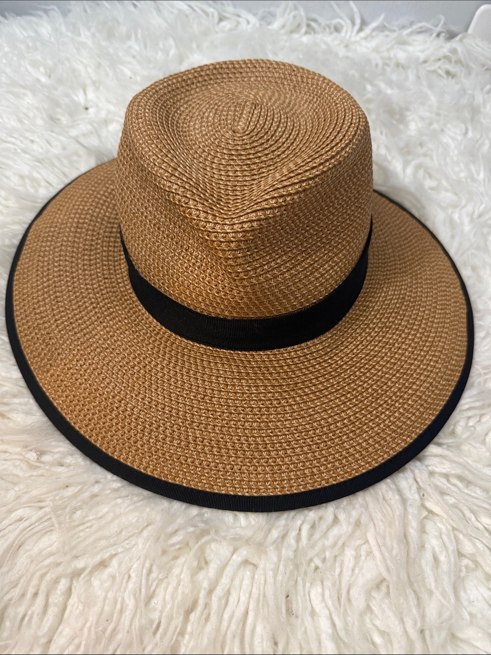 Eric Javits Sun Crest Pacable Hats Wide Brim Straw Sun Hat with Black Trim  OS - Picture 6 of 10